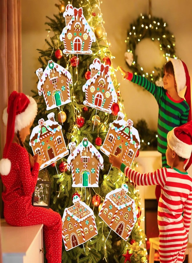 Oitnlaughter 8 PCS Christmas Gingerbread House Ornaments Large Gingerbread House Christmas Tree Picks Xmas Tree Topper Ornaments Xmas Trees Picks Decorations for Kids Home Office Winter Holiday Party Supplies - Image 4
